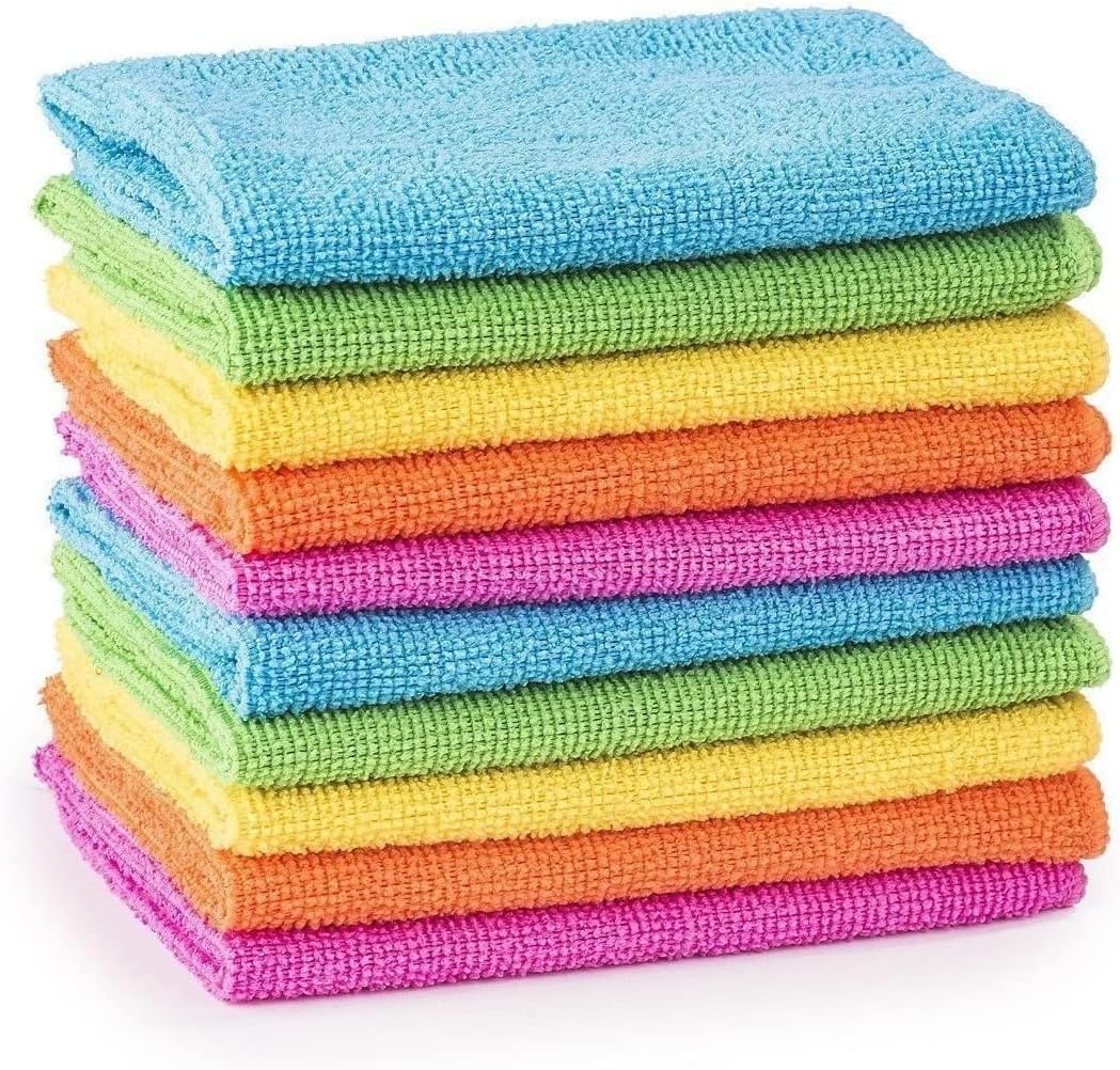 Microfiber Cleaning Cloths | 35 x 35 cm | Pack of 10 | Durable | Lint-Free | Absorbent Dusters Car Bathroom Polish Towels