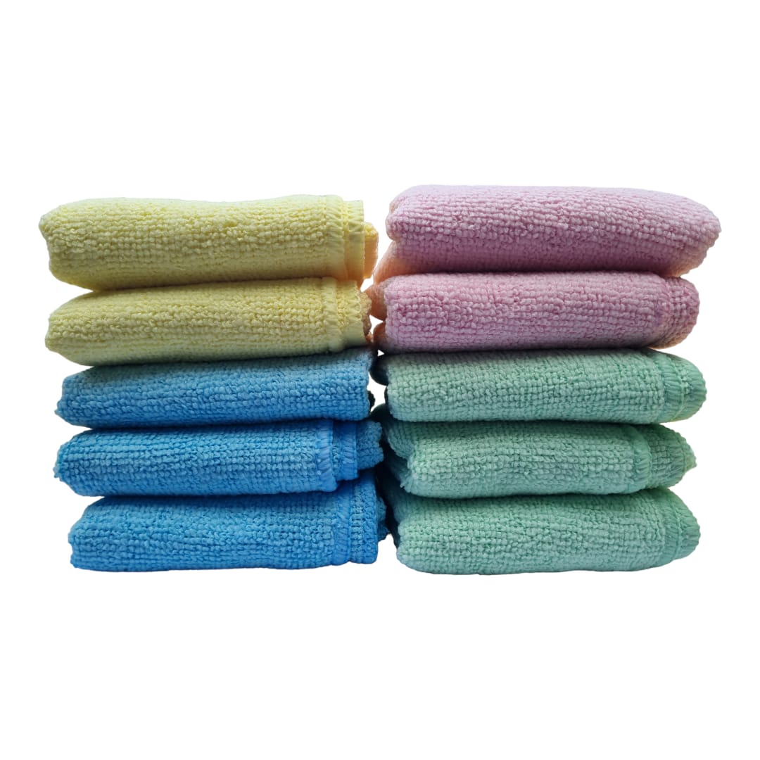 Microfiber Cleaning Cloths | 40 x 40 cm | Pack of 10 | Durable | Lint-Free | Absorbent Dusters Car Bathroom Polish Towels