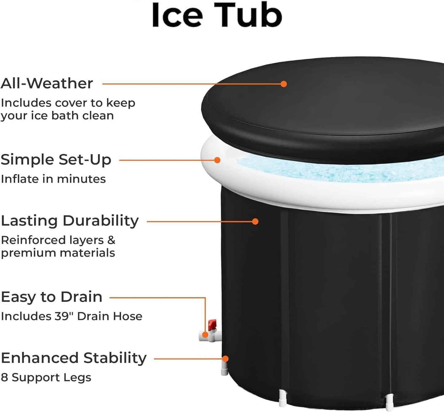 Ice Bath | Portable | Comes with Lid, Cover and Carrying Bag | Cold Water Therapy Recovery Plunge