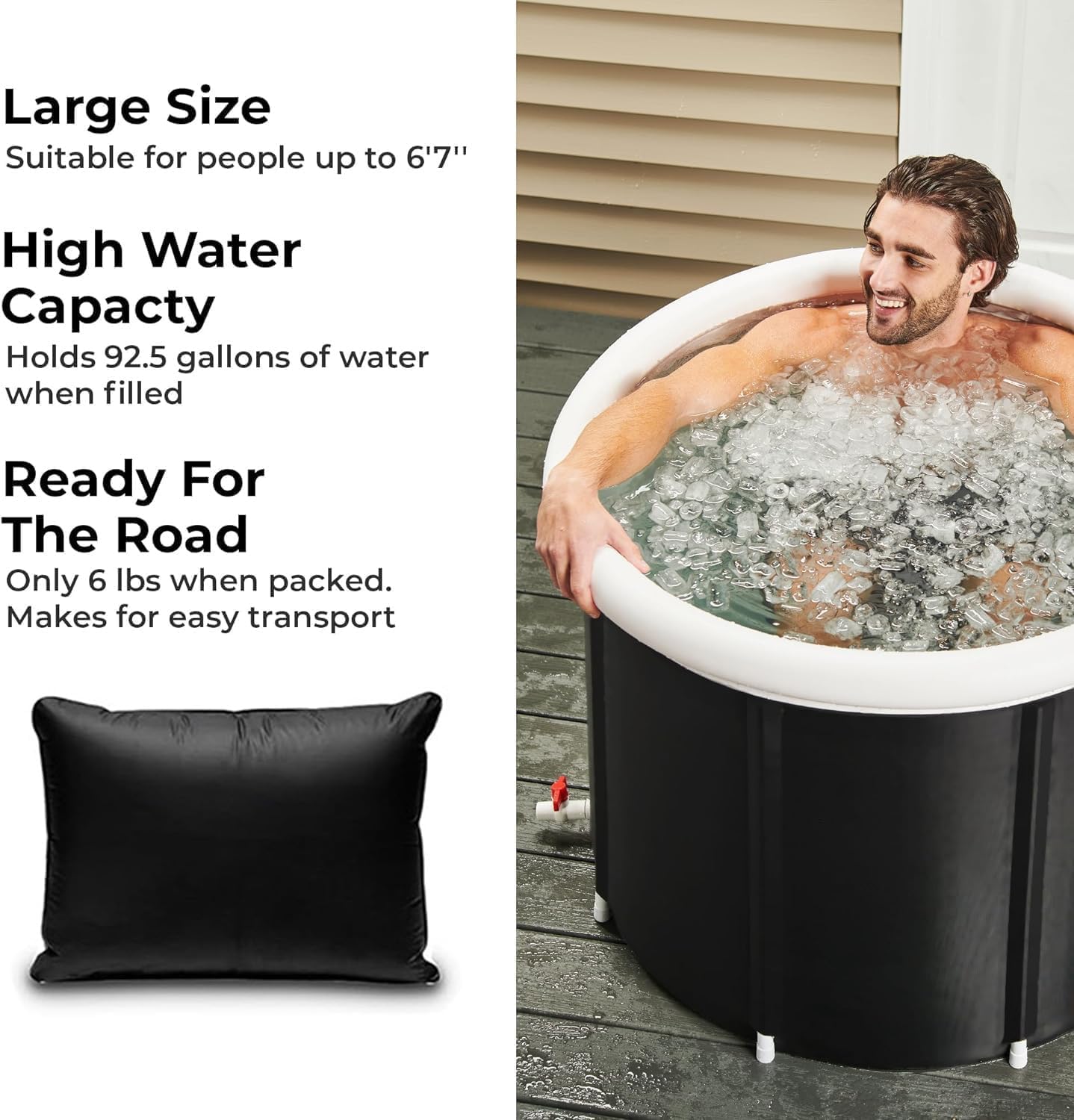 Ice Bath | Portable | Comes with Lid, Cover and Carrying Bag | Cold Water Therapy Recovery Plunge