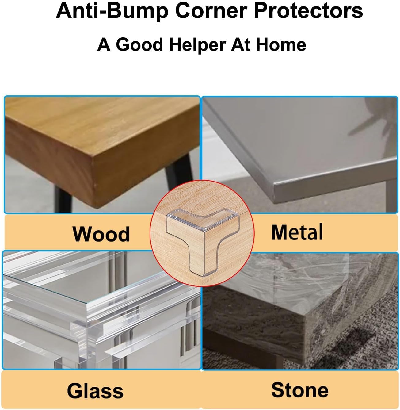 Corner Guards | 12 PC | T Shaped | Clear Corner Protectors | Adhesive Gel | Baby Proof