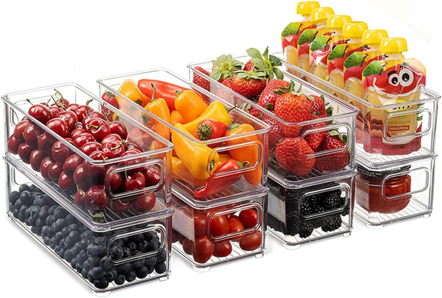 Fridge Organiser Set | 8pcs | Stackable | BPA Free | Clear Storage Organizer