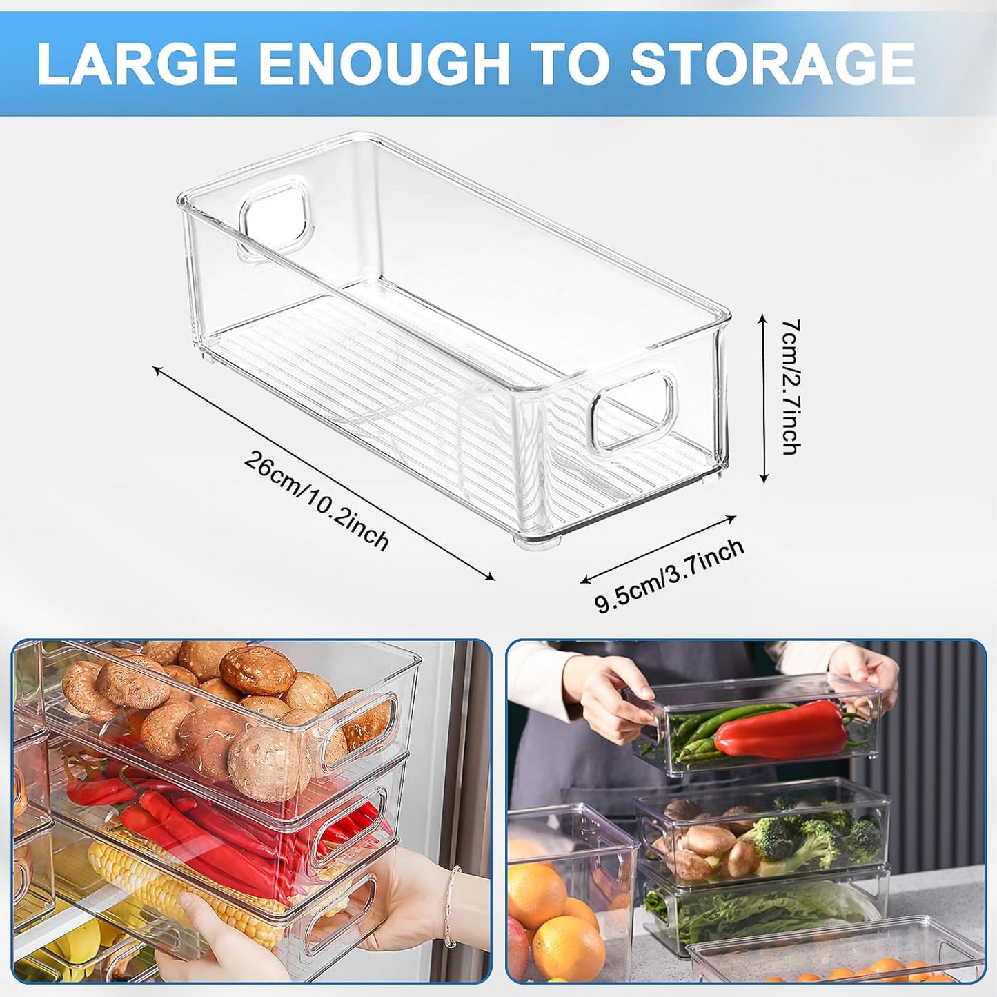 Fridge Organiser Set | 8pcs | Stackable | BPA Free | Clear Storage Organizer