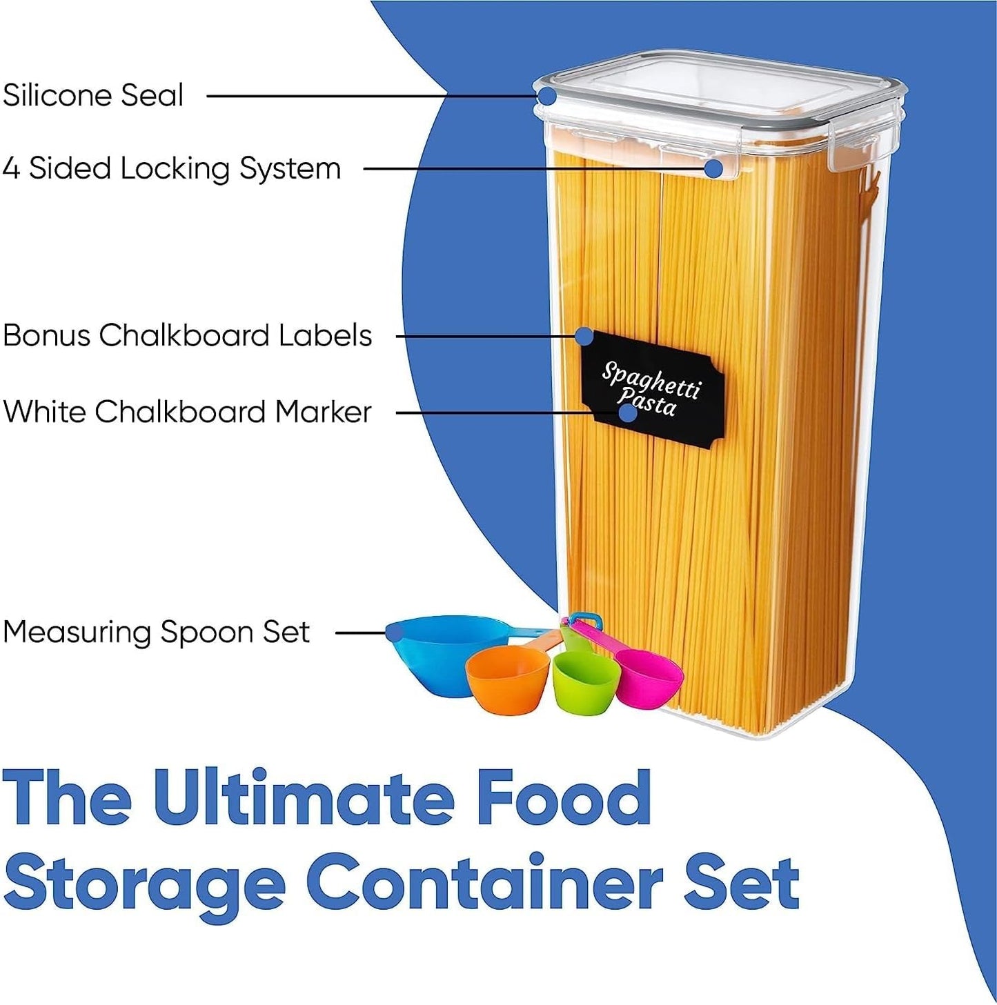 Airtight Food Storage Containers w/ Lids | 24 Pc | BPA Free | Including 24 Labels, Measuring Spoon, Marker